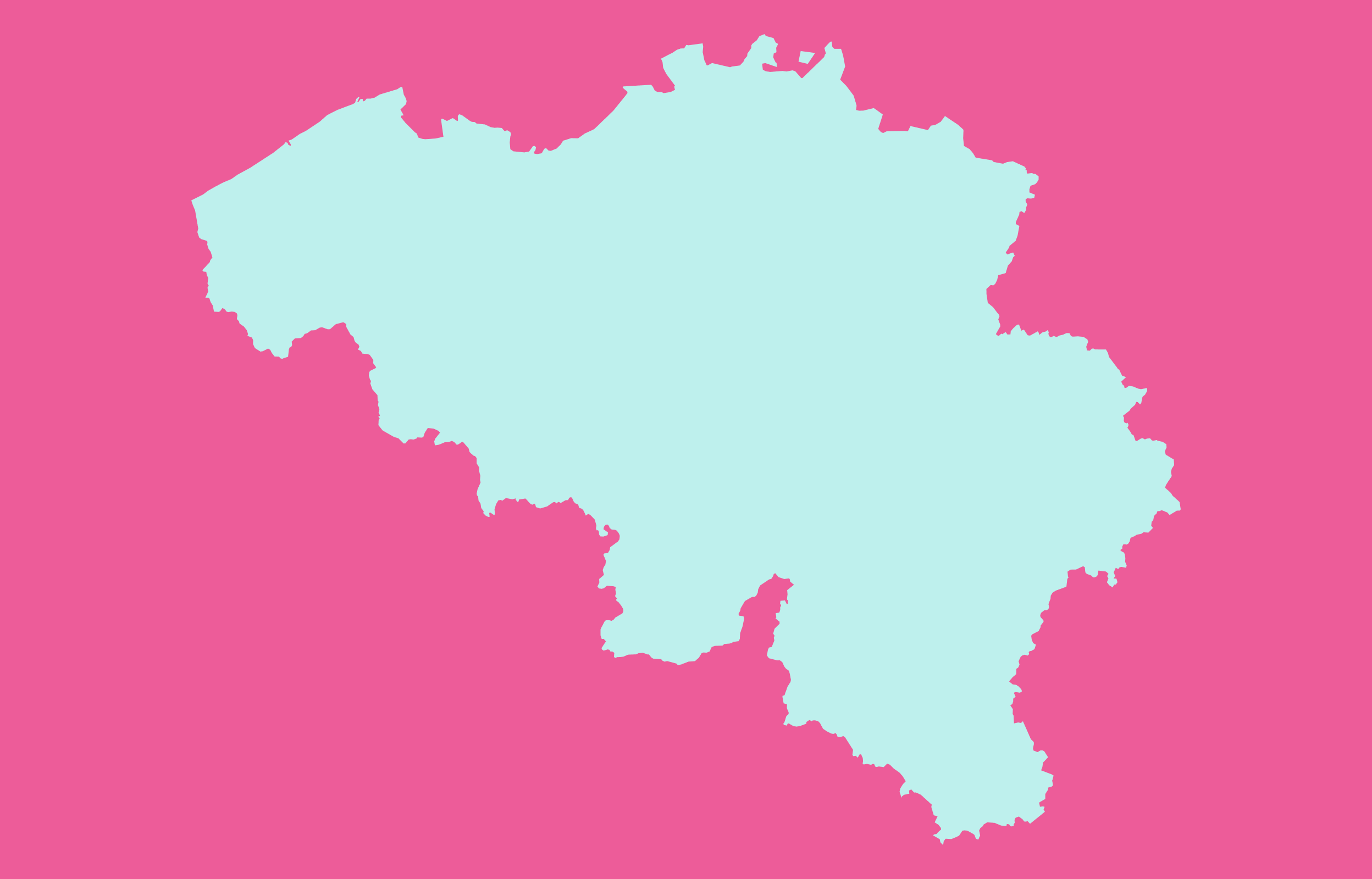 Light blue outline of Belgium on a magenta background